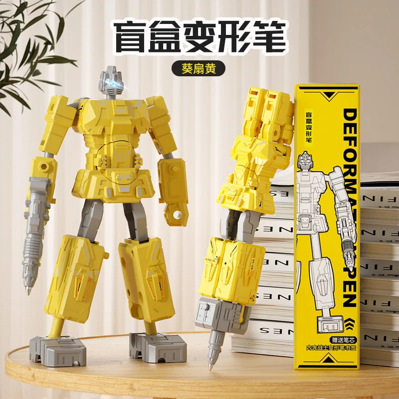 1개 로봇 변형 펜 문구 젤 펜 창의적인 변형 로봇 어린이 학교 사무용품 귀엽고 멋진 선물 상