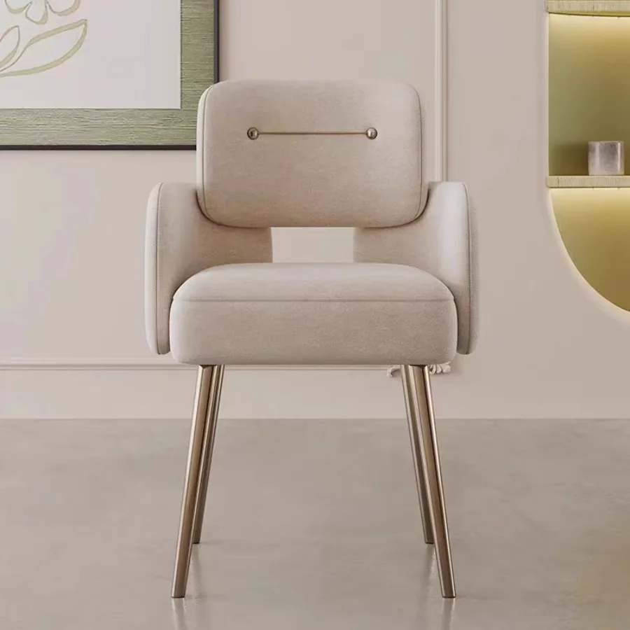

Ergonomic Luxury Dining Chairs Salon Fabric Barber Modern Dining Chairs Upholstered Office Bedroom Legs Gold Muebles Home Decor