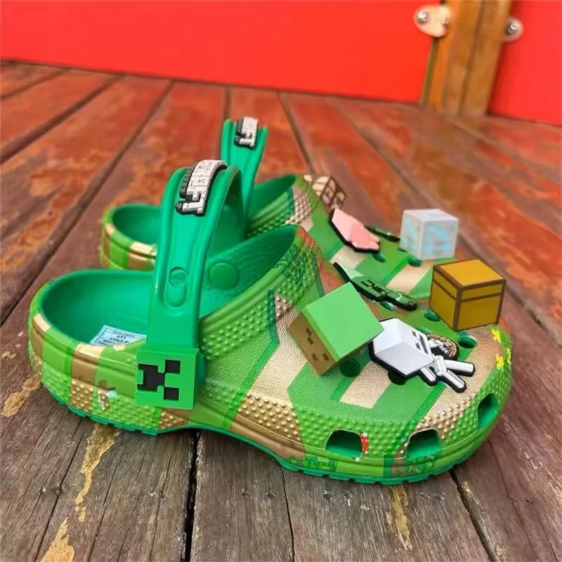 Description Picture 5 of itemNew bandai Cartoon anime Kawaii children's hole shoes cute cos minecraft branded girl beach sandals student home slipper gift