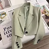 Short Tailored Black Suit Jacket Women's Casual Style Polyester Fiber High Quality Spring Autumn Fashion Elegant Small Size