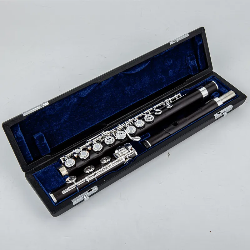 Powell 17 Holes Ebony flute Open Hole Silver Plated E key Grenadilla Wood Professional Flute musical instruments