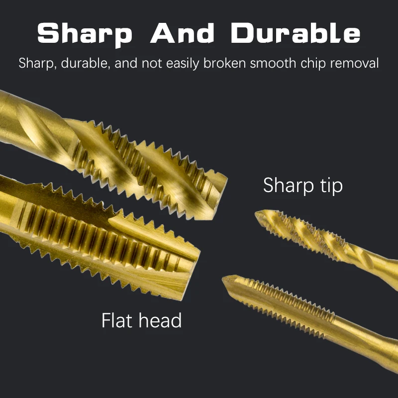 Spiral point tap metric titanium plated HSS M2 M2.5 M3 M4 M5 M6 M7 M8 M10 M12 machine plug screw thread