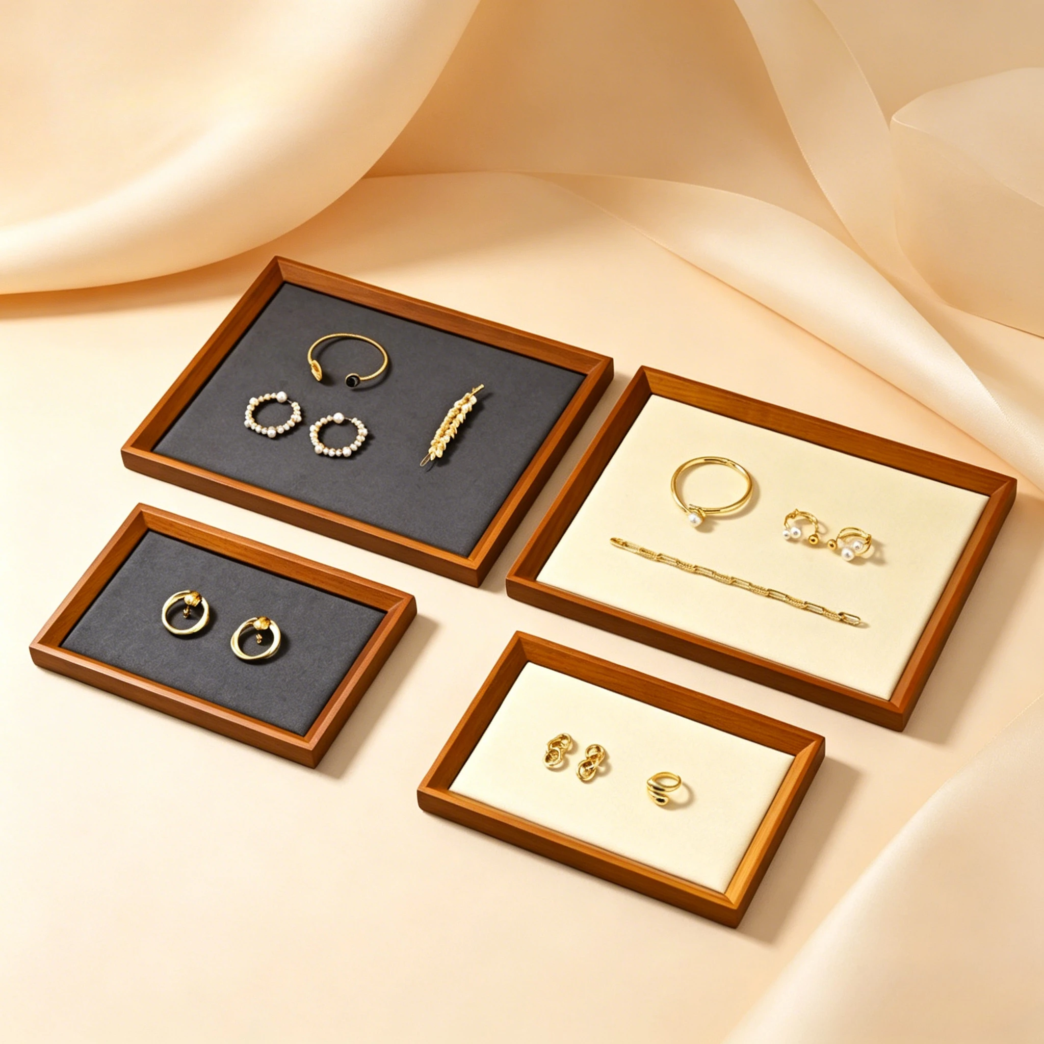 Elegant Wooden Jewelry Display and Storage Tray