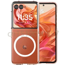 Magsafe Magnetic Wireless Charging Clear Shockproof Case Cover for Moto Razr 50 (Clear Black Ring)
