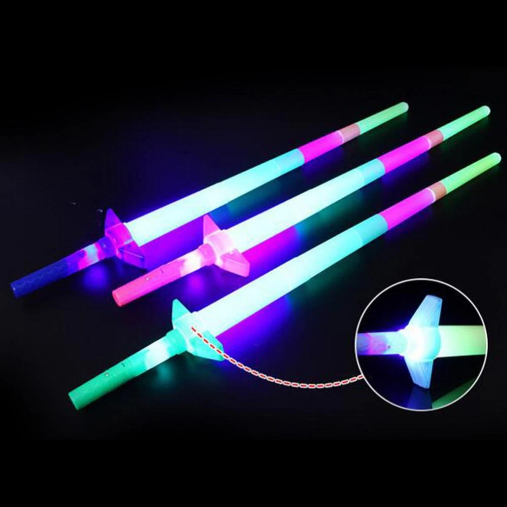 4 Section Extendable LED Glow Swords Kids Toy Flashing Stick Concert