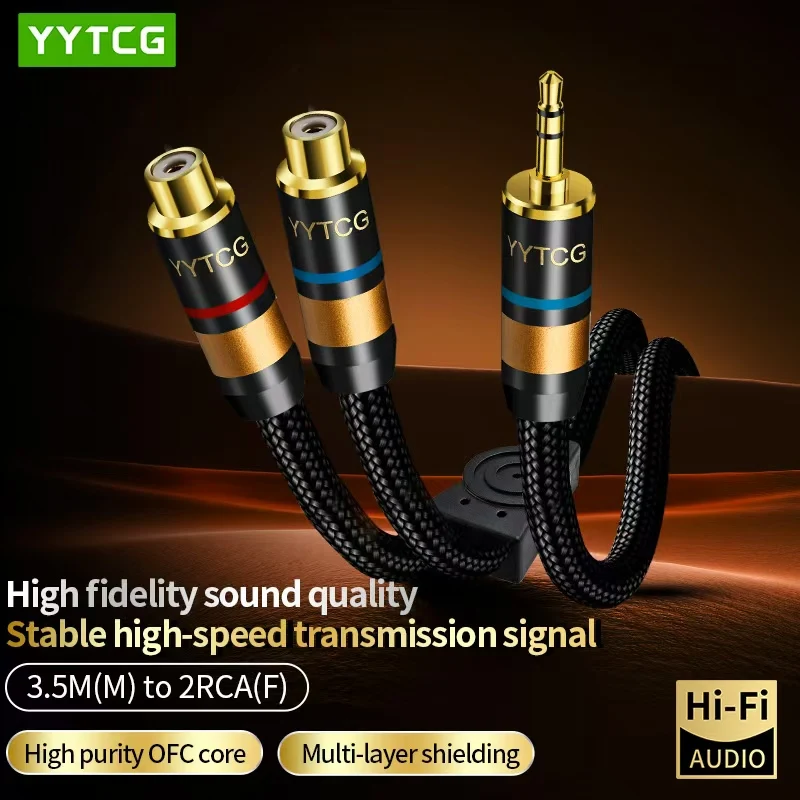 Premium 3.5mm to 2RCA Audio Y Splitter Cable