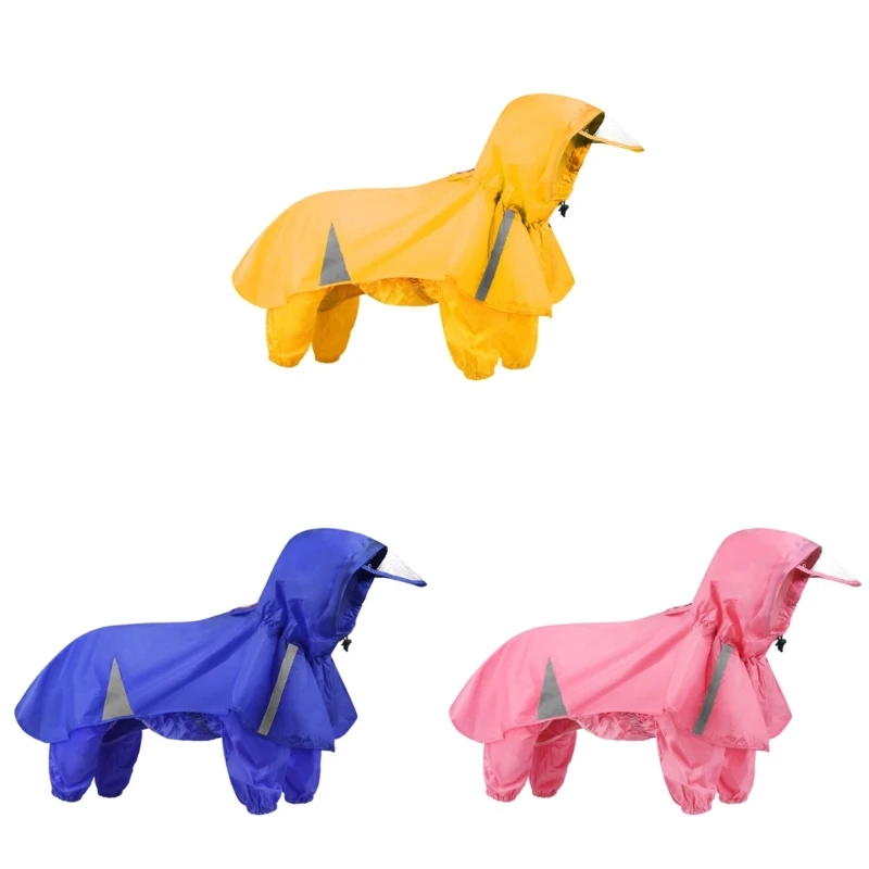 

Dog Rainwears 4-Leg Dog Waterproof Rain Coat Four Season Pet Clothes Outdoor Walking Raincoats with Reflective Stripe