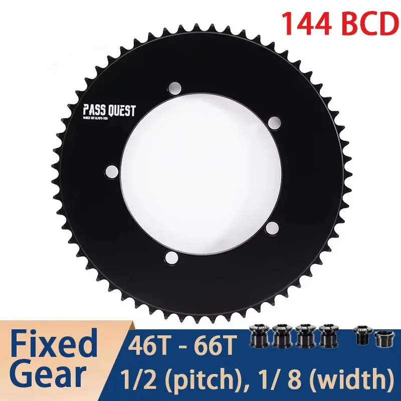 PASS QUEST 144 bcd chainring fixed gear track bike chain ring 144bcd 42T 46T 48T 50T 52t 58t 60t Tooth mountain bike Chainwheel