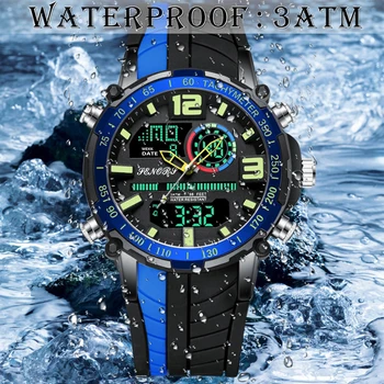 Reloj analógico Digital para hombre, con doble pantalla cronógrafo de pulsera, resistente al agua, marca de lujo, nuevo, 2021 5