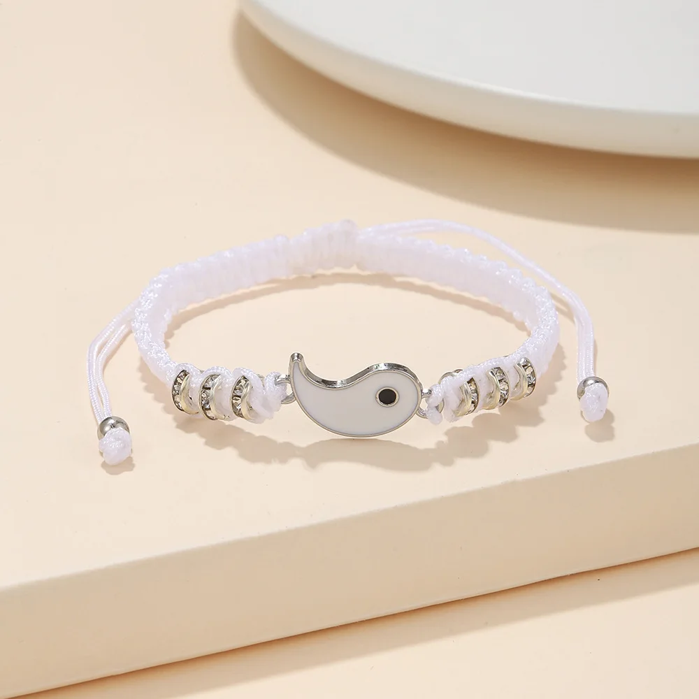Yin Yang Couple Bracelets - Handmade Adjustable Friendship Bangles for Lovers