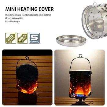 Chauffage en acier inoxydable avec couvercle, poêle de Camping multifonction, Mini poêle chauffant, tente, réchaud pour Camping pique-nique 1