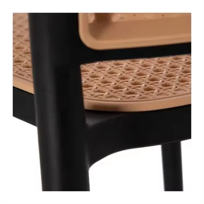 Simple Classic Design Outdoor Restaurant Cafe Bistro Chair Plastic Rattan Dining Room Chairs Cane-woven Plastic Chairs Stackable