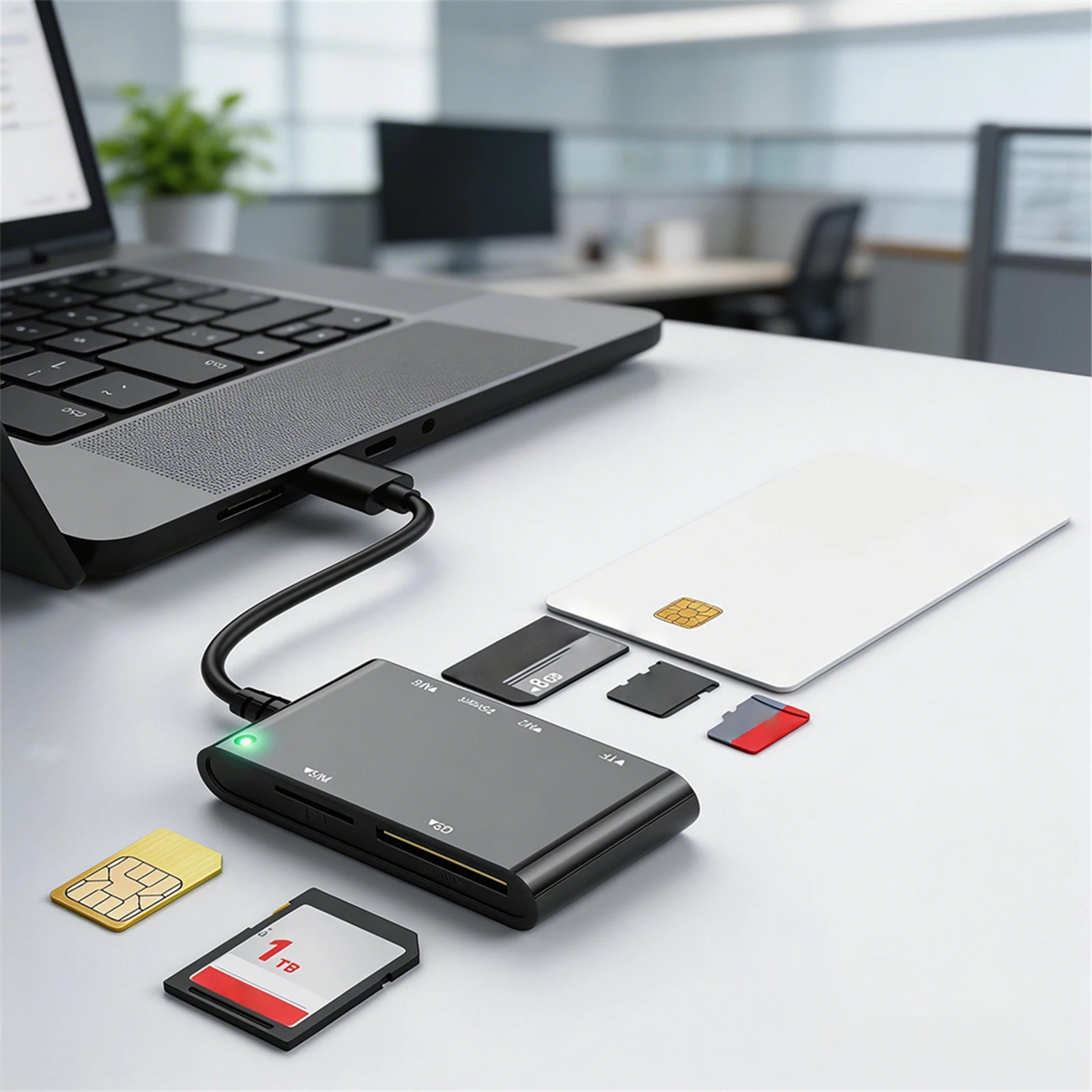 Windows/Mac용 다기능 6-in-1 스마트/MS/M2/TF/SIM/SD 카드 리더기 카드 어댑터 플러그 앤 플레이 앱 필요 없음