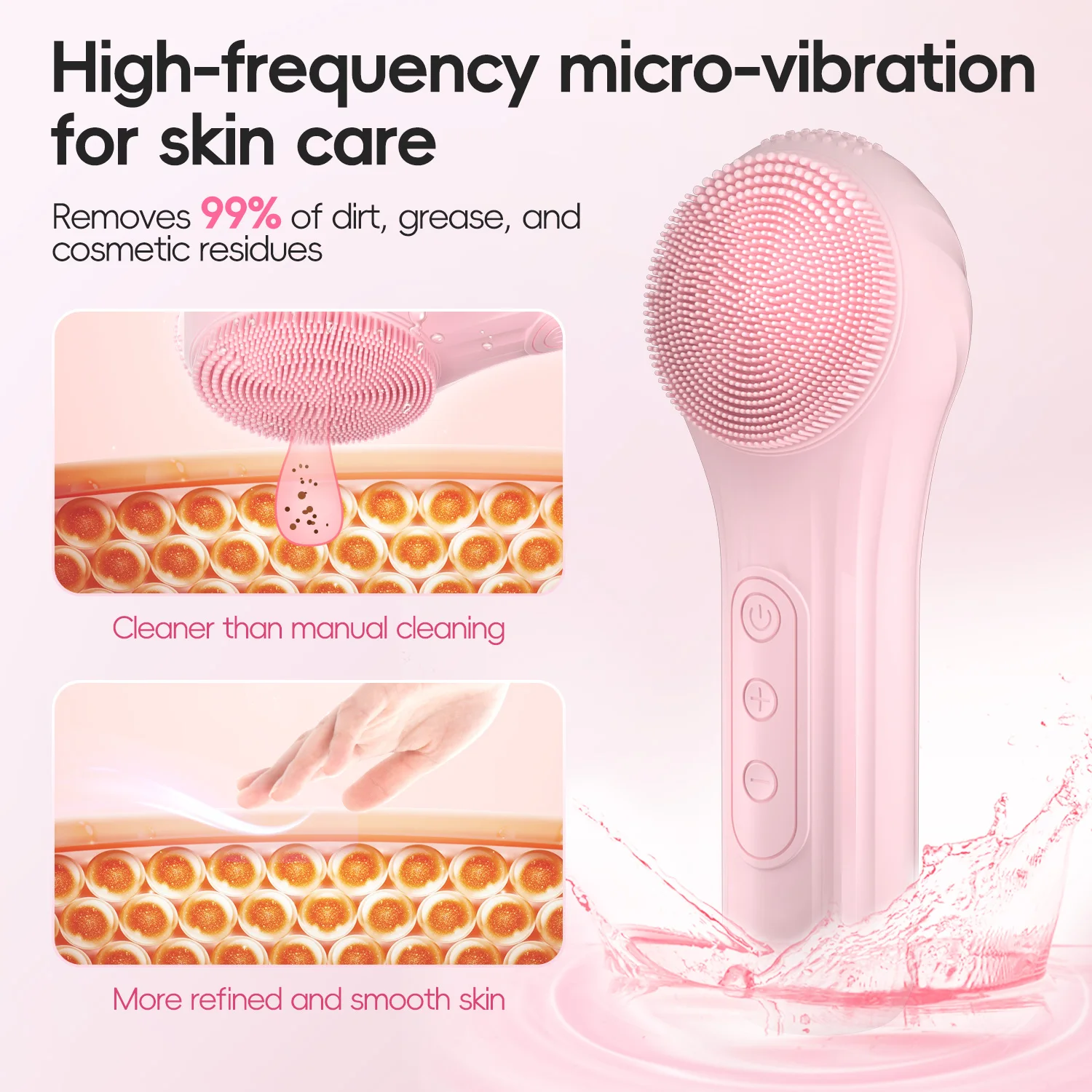 Silicone Electric Facial Cleansing Brush 6 Speeds Heat application Waterproof Deep Pore Cleanse Skin Cleansing Device Portable facial cleansing brush