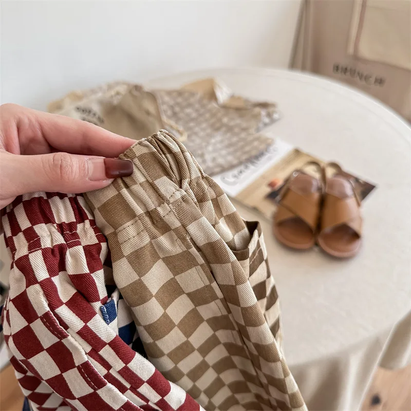 Children Summer Thin Patchwork Shorts Baby Girls Loose Boutique Short Pants For Boys New Fashion Plaid Cotton Short Tousers kids shorts,kids trousers