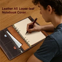 A5 Retro Notebook Soft Leather Padfolio Ring Binder Loose-Leaf Paper for Students Business Office School Stationery Supplies 2