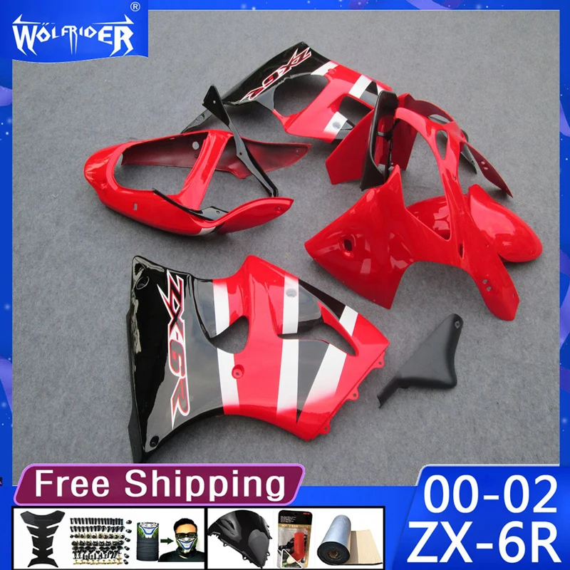 

Motorcycle ABS plastic fairings Kit for ZX-6R 2000-2002 ZX6R 00 01 02 Motorbike red Black fairing Manufacturer Customize cover