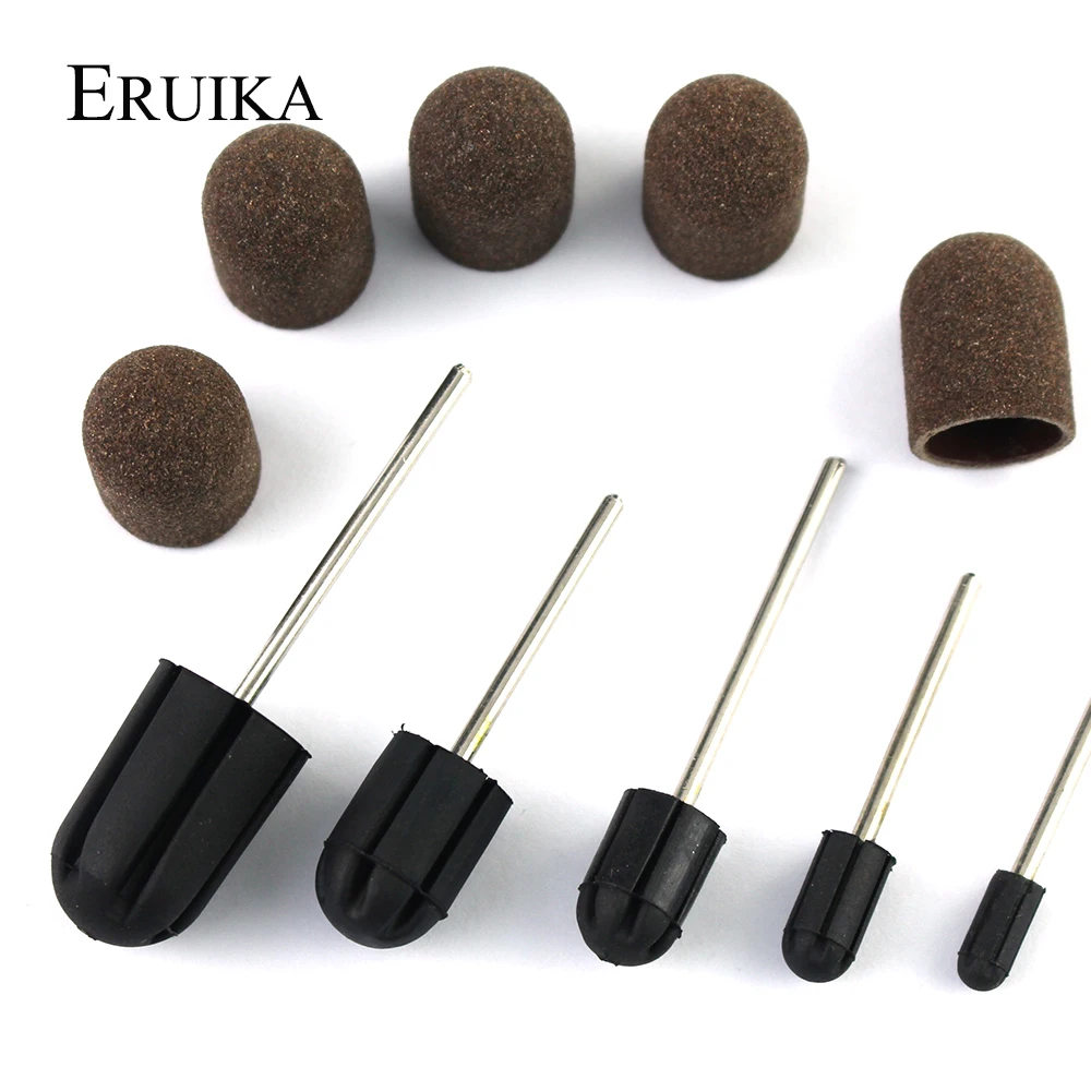 Electric Nail Drill Bit nail drill bit nail drill bits 5PCS Electric Nail Drill Bit Block Sanding Caps Band Rubber Mandrel Grip Milling Cutter Manicure Pedicure Tools Accessory