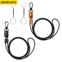 Hand-woven Black Brown Badge Holder Lanyard Adjustable PU Leather ID Tag Working Permit Pass Work Employee's Card Neck Strap