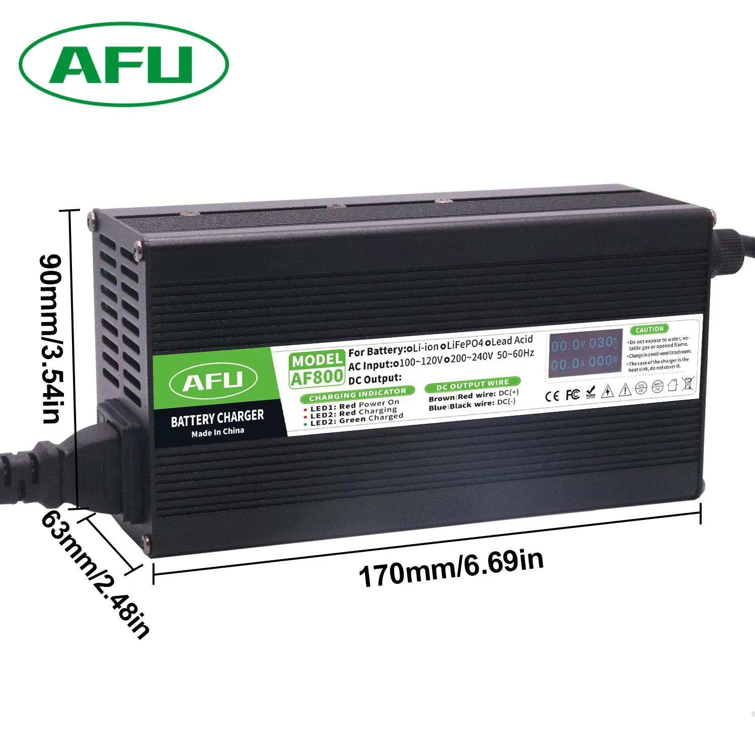79.8V 8A 리튬 배터리 충전기 19S 70.3V 리튬 이온 배터리용 OLED 디스플레이가 있는 고출력 스마트 고속 충전