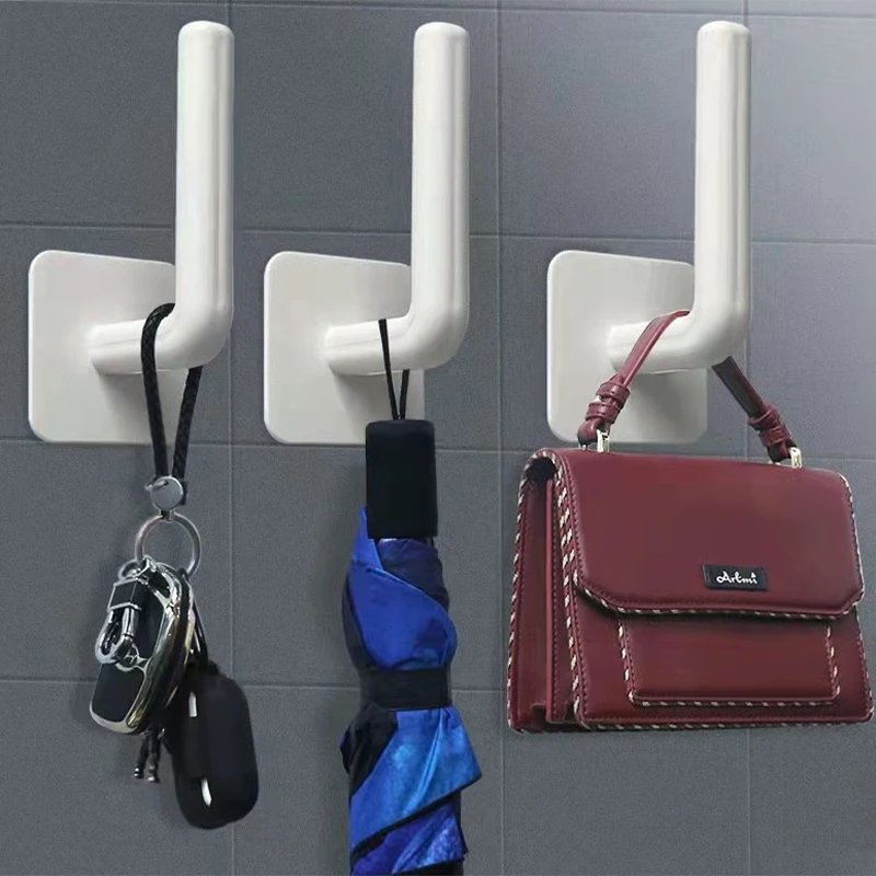 

L-shaped hole-free hook Kitchen Paper Holder Towel Storage Hook Towel Rack Stand Shelf Tissue Holder Bathroom Organizer