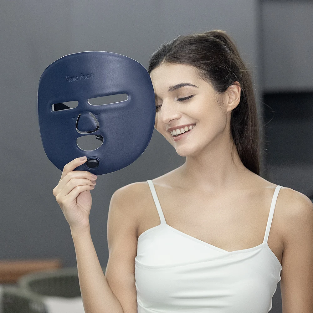 Hello Face Leather Washable Led Face Mask Wireless Red light therapy and Near Infrared light Mask for Fine Lines and Wrinkles