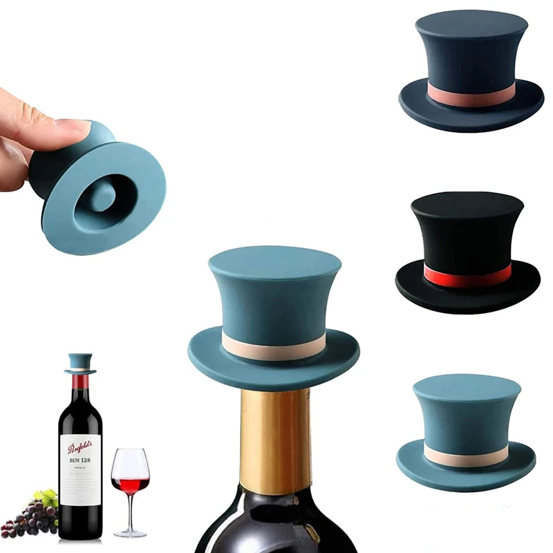 Wine Stopper Wine Stoppers Bottle Seals Reusable Silicone Leak Proof Wine Stopper Champagne Whiskey Bottle Sealer Cork Closure Cap Plug Cover Bar Bartender Accessories