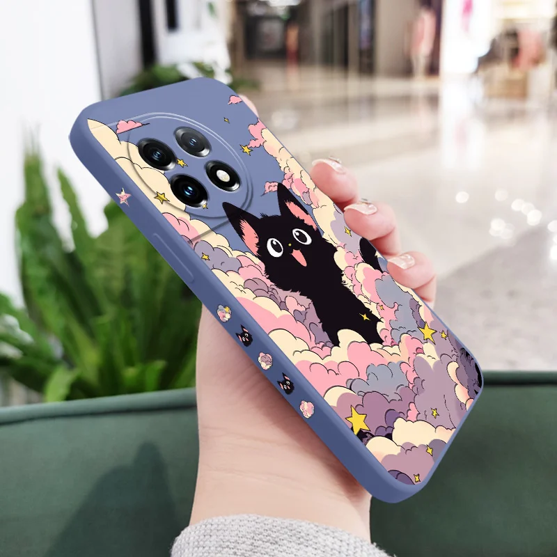 Cloud Colorful Cat Liquid Silicone Phone Case
