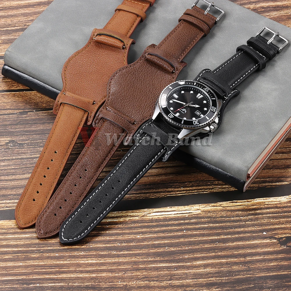 Vintage Coffee Leather Strap - Retro Brown Watch Band