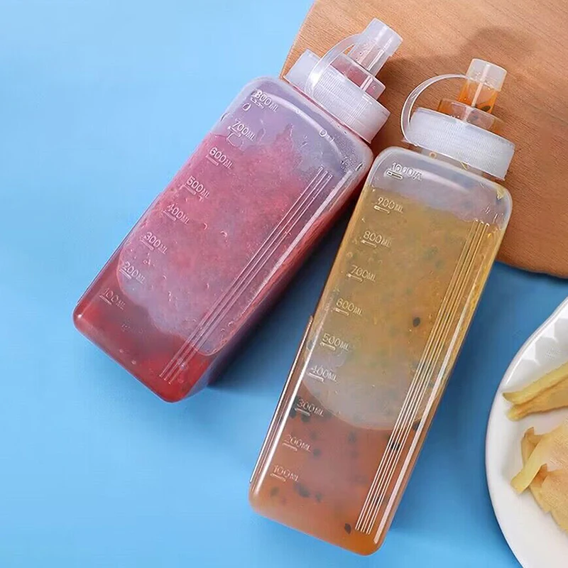 600/800/1000ML Squeeze Sauce Bottles Condiment Dispenser Large Mouth Dustproof Kitchen Seasoning Salad Sauce Olive Oil Bottle 5
