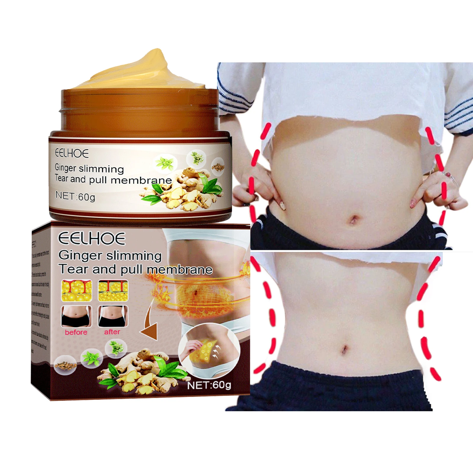 

Ginger Hot Cream Slimming Cellulite Body Firming Ginger Hot Sweat Enhancer Fat Burning Belly Weight Lose Shaping Waist Abdomen