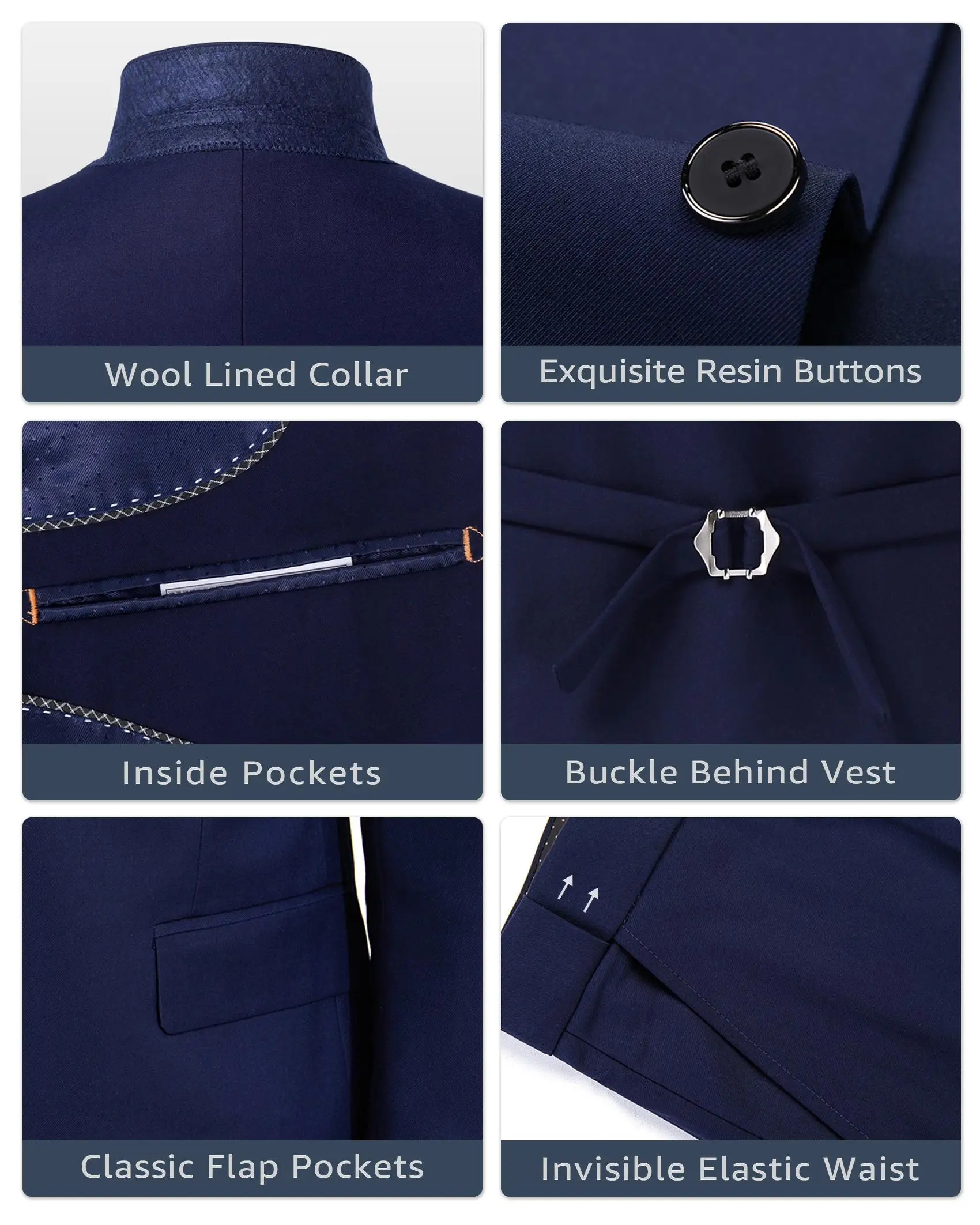 ( Blazer + Vest + Pants ) Men's Suit Slim 3 Pieces Set Solid Wedding Party Prom Groom Best Male Formal Business Suit