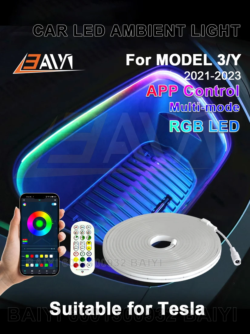 Front Trunk Multi-Color LED Strip — Waterproof with APP Control and Flowing Light Effect