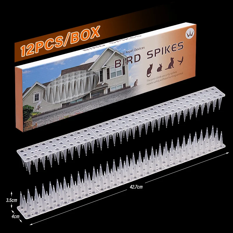 

12 Pcs Durable Bird Spike Fence Wall Spikes Yard Practical Thorn Pads for Anti Cat Dog Climbing Wall Window Railing Garden Fence