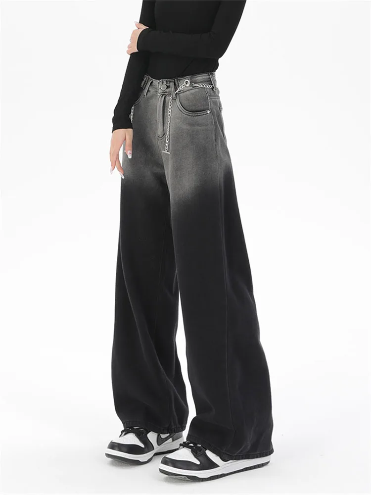 

Vintage Gradient Color Y2K High Waist Loose Denim Jeans Korean Style Trousers Women Straight Leg Jeans Harajuku 2022 Autumn New