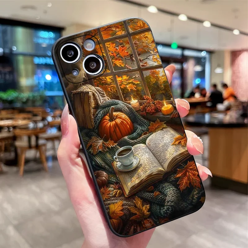 Autumn Landscape Maple Leaf Pumpkin Shockproof Phone Case - Soft Silicone Cover