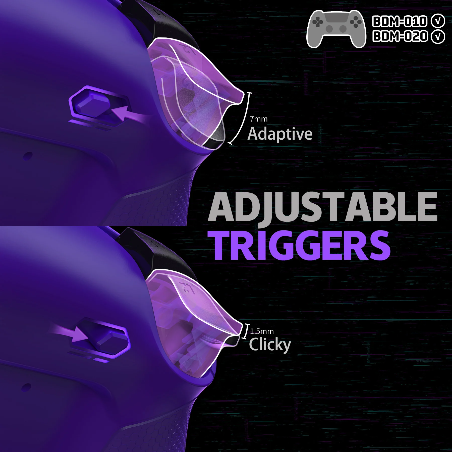 Enhanced Back Button Kit with Clicky Trigger Stops & Rubberized Grip
