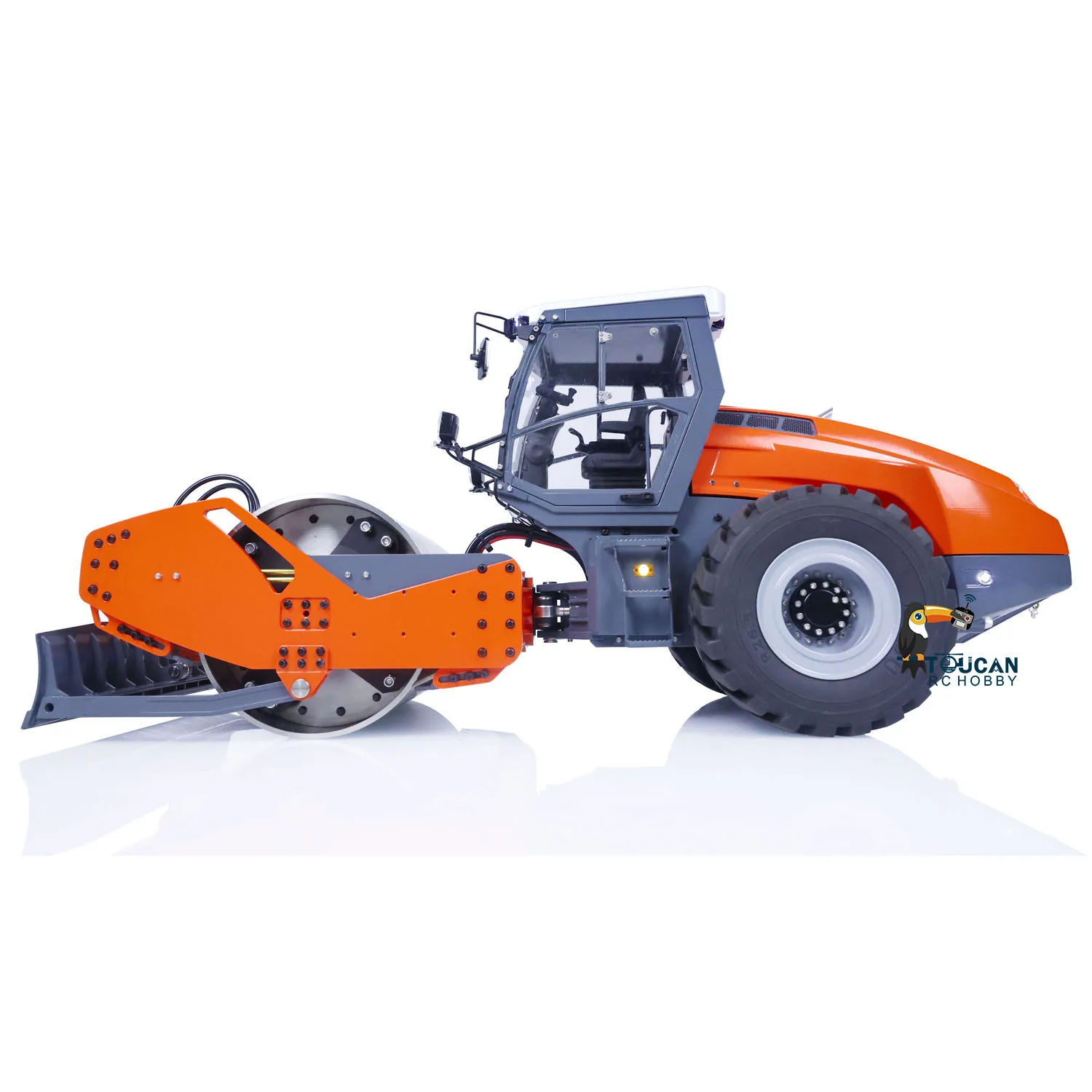 Toys LESU 1/14 Metal RC Hydraulic Road Roller Aoue-H13i TOUCAN Painted Orange Finished Remote Control Truck Model THZH1563 3