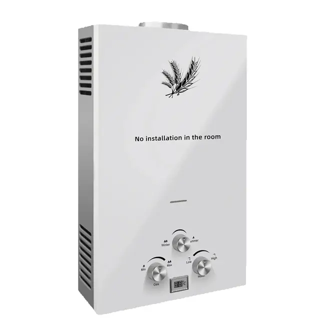 Chauffe-eau instantané au GPL Sihao 6L 8L 10L 12L 16L 18L en acier blanc avec affichage LED 1