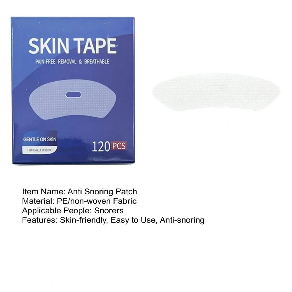 120Pcs 8cm Anti-Snoring Patch Nose Breathing Training Aid Sticker Mouth Breathing Corrector Easy To Use Snore Reduction Patch