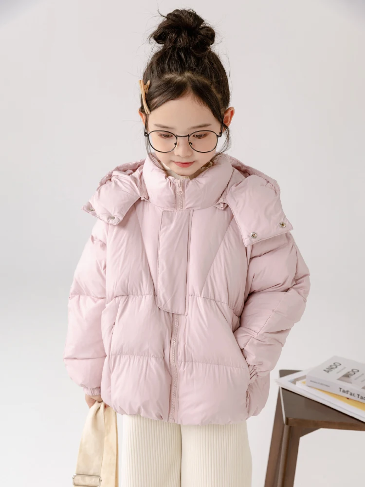 하이에루 여아용 경량 다운 재킷 초등학생용 패셔너블한 오리털 코트 트렌디한 아우터웨어