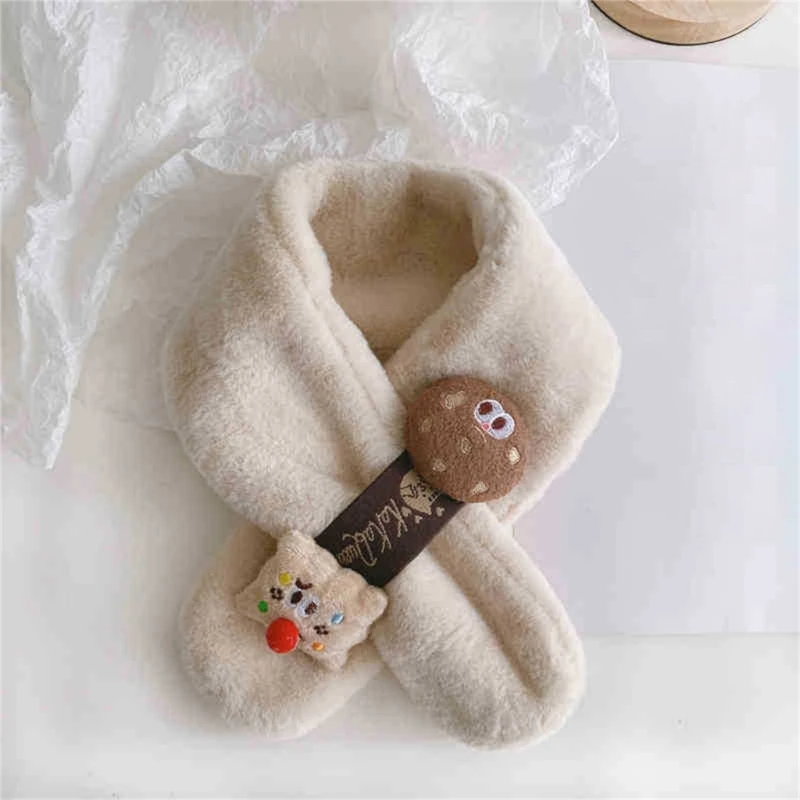 Autumn Winter Baby Plush Scarf Soft Thicken Children Warm Neck Warmer Korean Style Cartoon Boys Girl Windproof Neckerchief