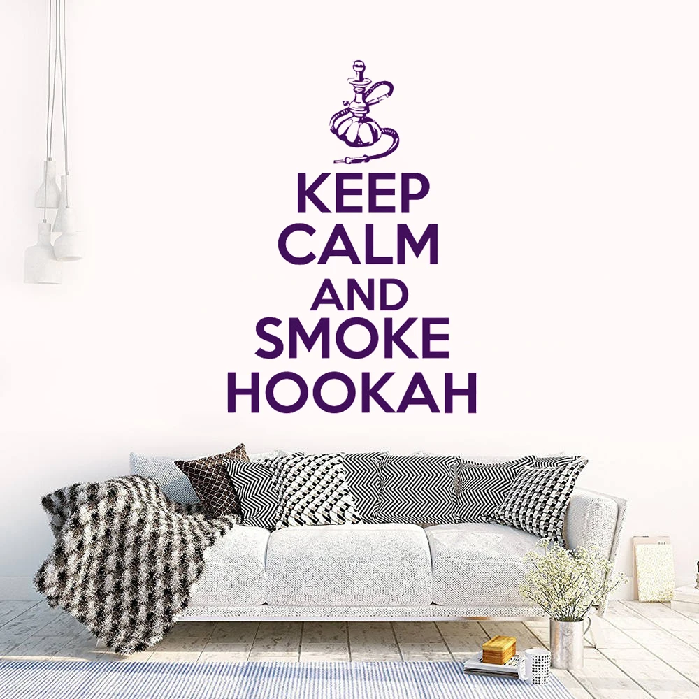 

Keep Calm And Smoke Hookah Quotes Wall Stickers Vinyl Livingroom Home Decor Hookah Club Window Poster Lounge Decals DW13723