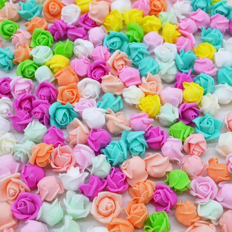 Artificial flowers 50/100/200Pcs 2cm mini foam rose for bear DIY craft gifts