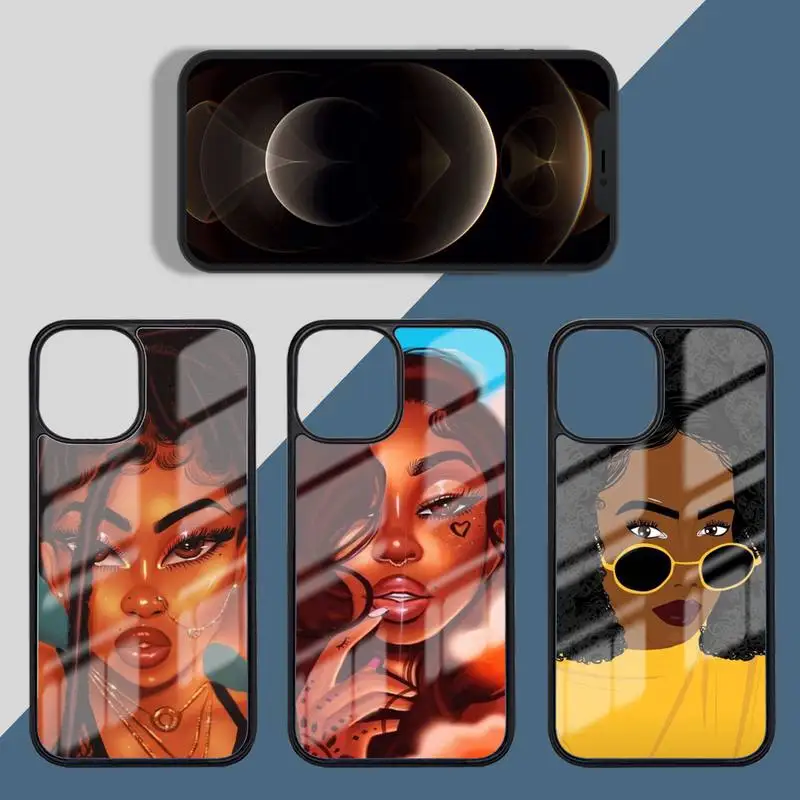 

Afro Girls Art Phone Case PC For iphone 14 11 13 12 x xs xr pro max mini plus Luxury shell funda
