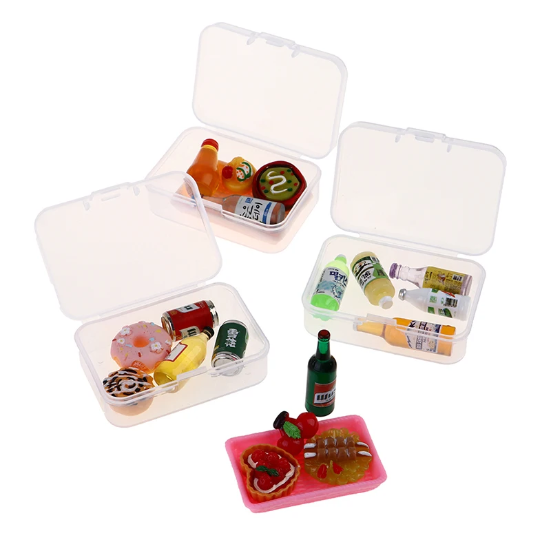 5PCS 1:12 Scale Cute Mini Dollhouse Miniature Drink Bottle Cake Desserts Bento Food Pretend Play Food Toy Kitchen Accessories 5