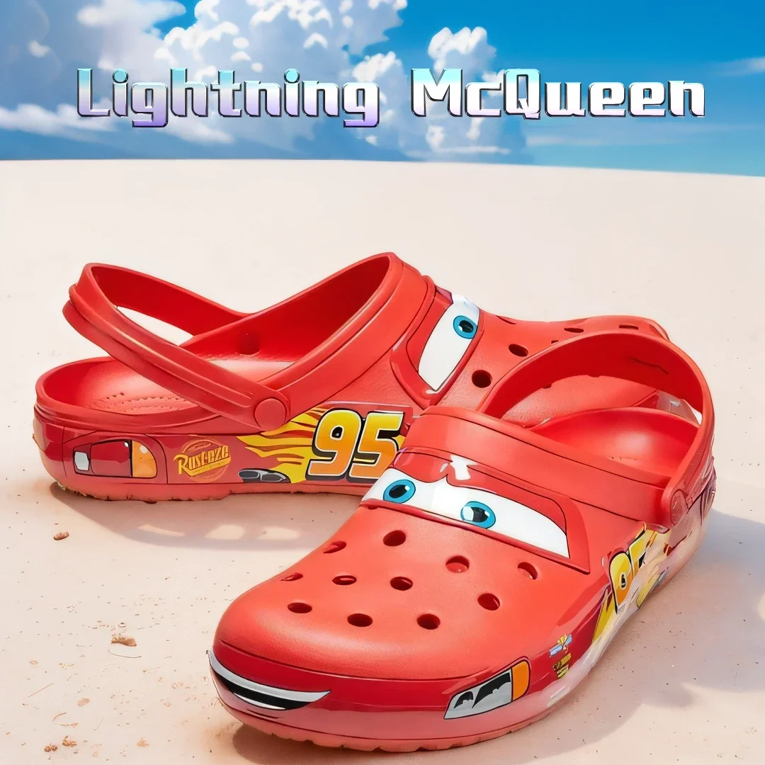 New Aoger Disney Lightning Mcqueen Crocs Child Pixar Waterproof Summer Slippers Outdoor Beach Holey Shoes Sandals Kid Flip Flops