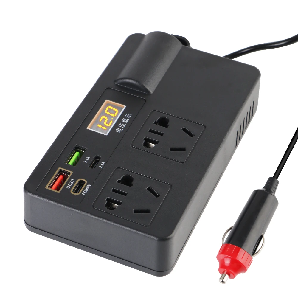 ตัวเลือกสินค้า อินเวอร์เตอร์พลังงานแสงอาทิตย์ 220W พกพาสะดวก USB แปลงไฟ DC12V เป็น AC220V