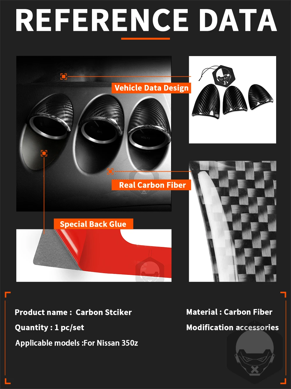 Real Carbon Fiber Gauge Pod Pointer Dashboard Trim Cover For Nissan 350Z Z33 Decorative Car Interior Retrofit Accessories
