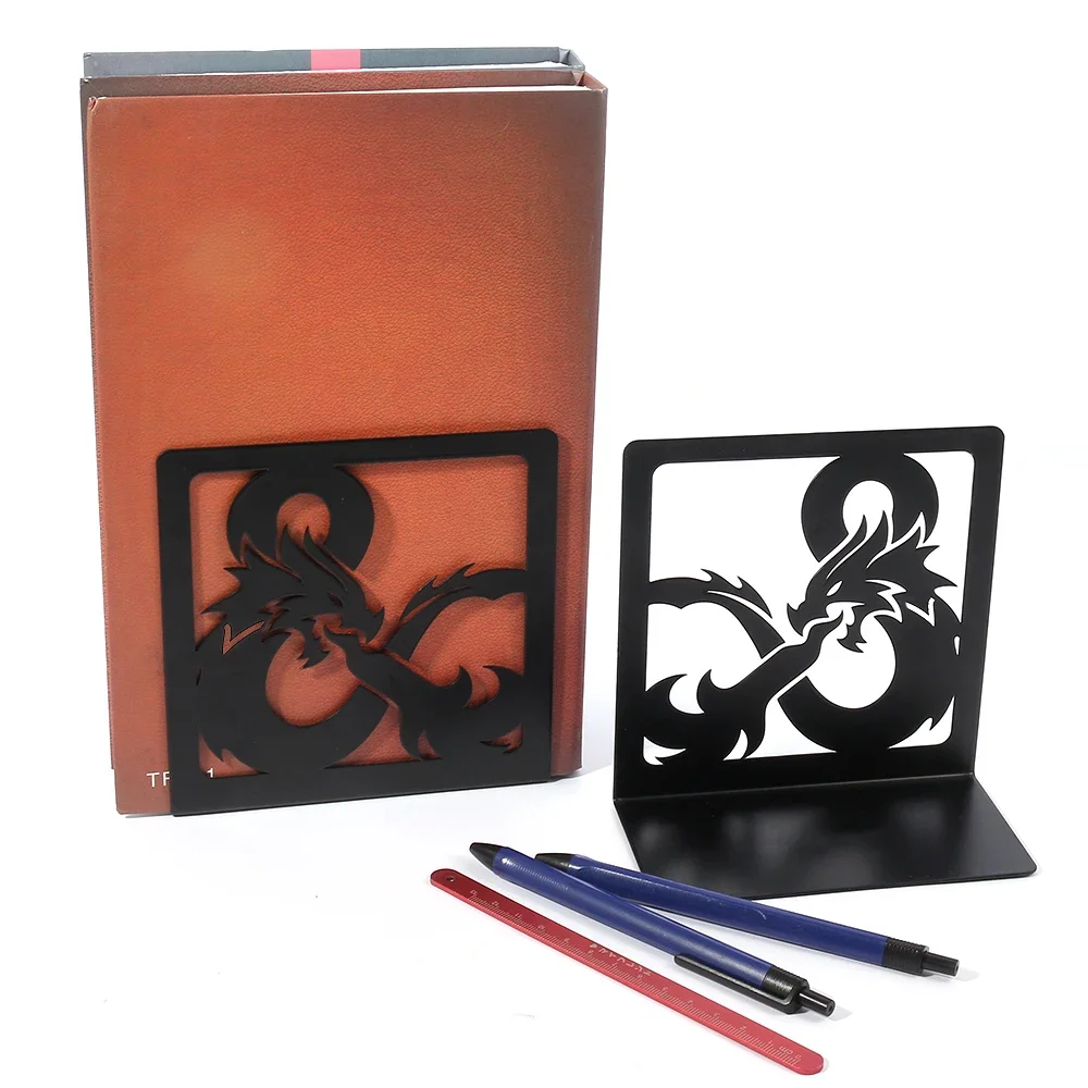 Ancient dragon book ends hollow punk sting-out dragon book shelf office table ornaments iron support learning stationery book organizer book holder book stand